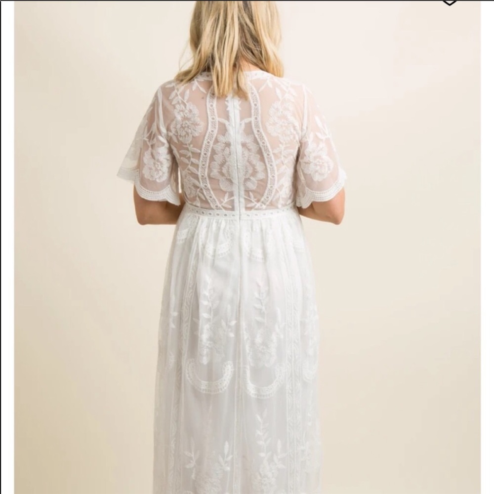 Pinkblush White Maternity Dress Size L Boho Maxi